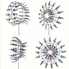 1pc Magical Metal Wind Spinner, 3d Outdoor Garden Windmill, Unique Metal Sculpture And Spinner, Wind Catcher Lawn Garden Outdoor Decor Metal Sculpture - Multicolor - View 3