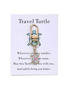 Travel Turtle Shaped Keychain With Small Bag And Card, A Gift For Traveling Friends Car Accessories Bag Charm School Cute Goth Y2k Christmas - Turtle - View 20