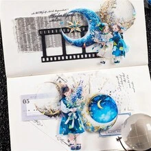 1卷2米月亮之秘和紙膠帶，防水PET材料，清晰印刷，可裝飾手機、電腦、遊戲機、日記、水壺、滑板、行李箱等產品 - 紅月漫天 - 查看 5