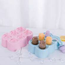1pc Children's Pink Silicone Ice Cream Mold, Mini Ice Mold For Homemade Ice Cream, Ice Cubes And Popsicles, Home Use - Pink - View 10