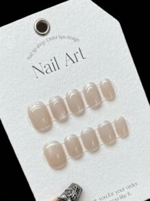 10pcs Icy White Cat Eye Effect Nail Tips, No Grinding Or Crease-Free, Specializing In Manually Wearing Nails Press On Nails Nail Supplies