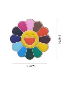 1pc Cute Smiling Sun Flower Brooch Pin, Metal Cartoon Gift For Backpacks, Clothes, Colorful