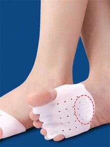 1 par de almohadillas respirables suaves de goma blanca para los dedos de los pies - Blanco - Ver 2