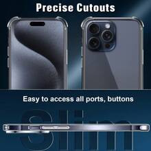 [5 In 1] Transparent Phone Case Compatible With IPhone 15, 2 Packs Tempered Glass Screen Protector + 2 Packs Camera Lens Protector [All-Round Protection, Crystal Phone Case, No Yellowing, Suitable For IPhone Series Waterproof Shockproof Anti-Fall Anti-Fall Scratch Resistant Anti-Fingerprint Full Cover