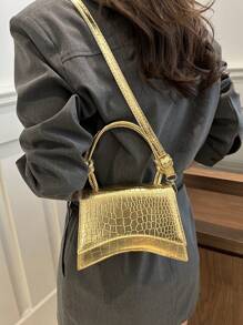 Fashionable Mini Commuter PU Handbag For Women, Convenient Design For Travel - Gold - View 3