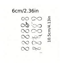 1pc Infinity Symbol Temporary Tattoo Sticker For Women, Featuring Poetic Butterflies, Hearts & EKG Patterns, Waterproof Fake Tattoo - Black - View 2