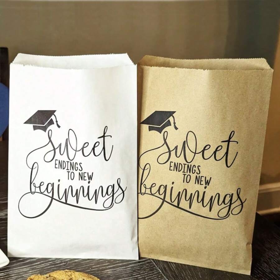 10 chiếc Túi Giấy Ủng Hộ Tiệc Tốt Nghiệp, Túi Bao Bì Bánh Quy & Kẹo Lễ Kỷ Niệm Tốt Nghiệp, Đồ Dùng Tiệc Tốt Nghiệp, Đồ Dùng Cần Thiết Cho Tiệc - Màu Khaki - Xem 1