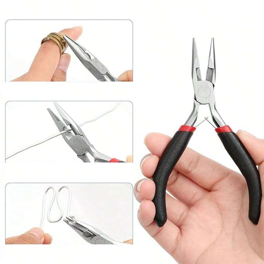 1/2pcs Needle Nose Pliers, Long Nose Craft Pliers, Needle Nose Pliers, Jewelry Making, Tools For Men - Black - View 1