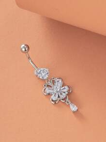 1 Stück modischer Zirkonia Nabel-Ring mit Schmetterling und Wassertropfen-Design, Schmuck für intimen Körperschmuck Damen Bauchnabel Ring