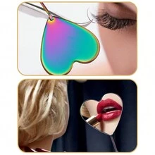 1 pieza Espejo para sostener en la mano con asistencia para pestañas como herramienta para la belleza con antideslizante, antivaho e inspección para el injerto de pestañas, en forma de corazón - Multicolor - Ver 3