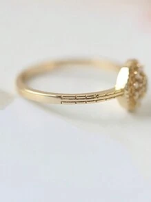 One Piece Of Silver Ring With Cubic Zirconia Stone Inlay, European And American Style, Fashionable, Versatile, Light Luxury, Personalized And Simple Design - Yellow Gold - View 2