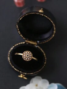 One Piece Of Silver Ring With Cubic Zirconia Stone Inlay, European And American Style, Fashionable, Versatile, Light Luxury, Personalized And Simple Design - Yellow Gold - View 1