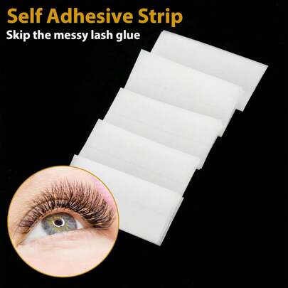 40 piezas de tiras adhesivas autoadhesivas para pegamento de pestañas postizas, tira de pegamento negro sin pegamento con delineador de ojos incorporado, impermeable, a prueba de viento, adhesivo reutilizable de larga duración