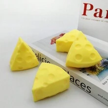 1pc New Cheese Stress Relief Toy, Squishy Simulation Plaything Made Of TPR Soft Rubber For Office Pressure Relief - Multicolor - View 7