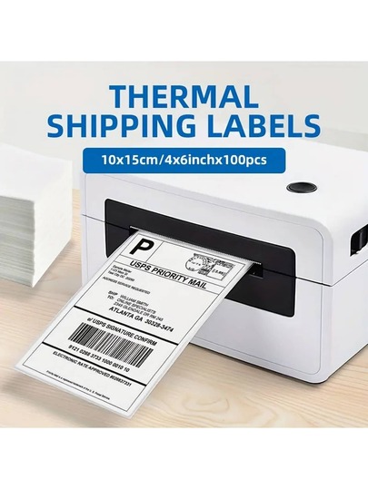 500/1000 Sheets Of 4''x6'' Thermal Label Paper, White Shipping Labels, For Thermal Label Printers, Logistics Labels 100x150mm, 100 Labels Per Stack
