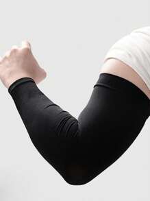 1双男士夏季防晒冰丝袖套，宽松版型，防紫外线，白色手套，保暖臂套，秋季服装，万圣节装扮，黑色袖套，男士礼物 - 彩色 - 查看 9