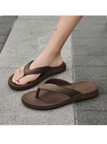 Women's Fashion Thong Sandals, Non-Slip Solid Color Flip Flops, Beach & Vacation Slippers