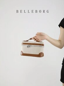 Vintage And Simple Color-Blocking Box Bag Small Women's Handbag