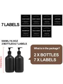 LEAPAIR 2/3 Peças Dispenser de Sabão de 500ml com Rótulos, com Bandeja, Conjunto de Dispenser de Sabão para Mãos e Louças, Garrafas de Bomba de Plástico, Garrafas Recarregáveis Preto Fosco de Shampoo e Condicionador, Garrafas de Bomba Vazias Reutilizáveis de 500ml, Dispensers de Sabão para Bancada do Banheiro, Rótulo de Garrafa de Loção de Gel de Banho e Shampoo, Armazenamento de Cozinha e Banheiro, Decoração de Banheiro, Decoração de Outono, De Volta às Aulas