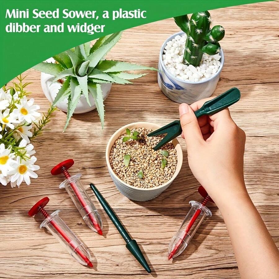 1/6pcs, Mini Sowing Seed Dispenser, Seedlings Dibber And Widger Set