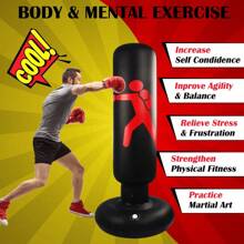 1 Pc Standing Punching Bag For Adults: 63" Freestanding Boxing Bag Inflatable Kickboxing Training Equipment Bags For Men Training MMA Muay Thai Fitness - Multicolor - View 3