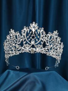 1pc Women's Alloy & Rhinestone Baroque Royal Style Crown, Elegant Wedding Party Headband, Bridal Hair Accessory, Safely Packaged