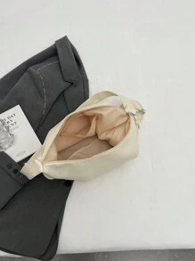 女款休閒單肩斜挎包附零錢包，時尚日常通勤風 - 米色 - 查看 9