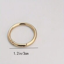 10pcs 3cm High Brightness Moving Keyring Ring With Metal Spring, Keychain Accessory For Clothing And Decoration, DIY Bag Connector, Couple Keyring Accessory Carabiner Clip - Gold - View 4