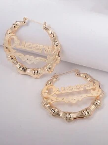 Customized Personalized Sandblasted Round Bamboo Section Name Earrings, Mother's Day, Valentine's Day, Birthday, Anniversary, Graduation, Christmas, Home High-End Gifts For Friends And Classmates