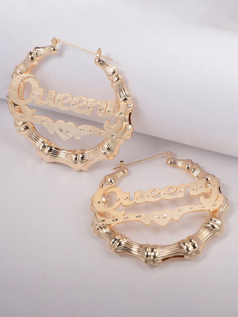 Customized Personalized Sandblasted Round Bamboo Section Name Earrings, Mother's Day, Valentine's Day, Birthday, Anniversary, Graduation, Christmas, Home High-End Gifts For Friends And Classmates