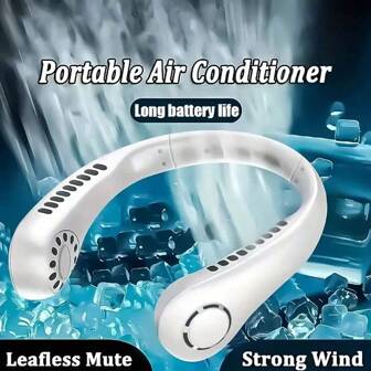 One Rechargeable Bladeless Neck Hanging Fan, Portable Mini Fan Usb Charging And Foldable