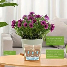 5pcs, Plant Pots 5 Inch Self Watering Planters High Drainage Flowers Pot For Indoor Outdoor Plants With Reservoir Tray And Watering Lip Gardening Planter Garden Flower Pots