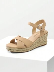 Women's Platform Wedges Sandals Espadrille Dressy Casual Summer Comfortable High Heeled With Adjustable Buckle Shoes - Màu be - Xem 6