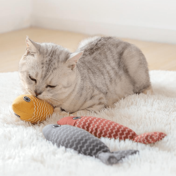1pc Random Color Cat Cat Doll, Burlap Fish Self-Playing Cat Doll With Cat Mint