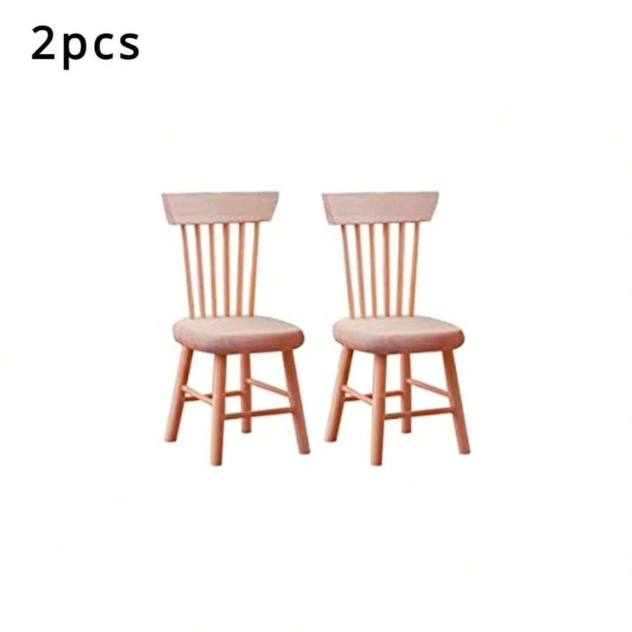 2 piezas, sillas a escala 1:12, silla de madera miniatura, muebles miniatura, adorno para fotografía para la disposición de escenario de casa de muñecas y jardín paisajístico