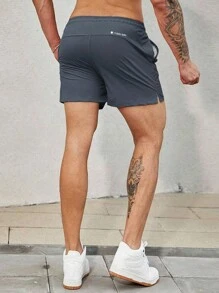 Men's Athletic Shorts With Drawstring, Elastic Waistband And Pockets, Quick-Dry And Loose Fit - Dark Grey - View 3