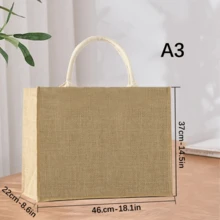 1入黃色粗麻手提包，可重複使用的購物袋，防水手工袋，適用於伴娘禮物，旅行，購物，DIY - 黃色 - 查看 10