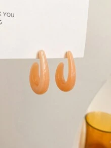 1 đôi bông tai móc tròn thời trang, kiểu dáng thường ngày, cá tính. - trái cam - Xem 8