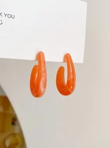 1 đôi bông tai móc tròn thời trang, kiểu dáng thường ngày, cá tính. - trái cam - Xem 4