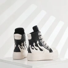 Men's High Top Thick-Soled Fashion Sneakers With Chunky Laces, Comfortable Sports Shoes