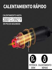 Pistola De Calor Portátil, Calor Mini Pistola de Plástico,Pistola De Aire Caliente Diy 300w,para DIY, Aplicación de Adhesivo y Remodelación de los electrodomésticos, Fácil de usar y portátil - Negro - Ver 5