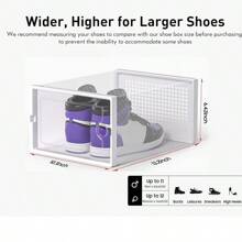 1/3/6/12 paquete Cajas de almacenamiento de zapatos, organizador de zapatos apilable de plástico transparente grande para el armario, caja de zapatos izquierda y derecha conectada, contenedor de compartimentos para la entrada, frontal desmontable, apto para talla 11 (blanco) - Negro - Ver 3