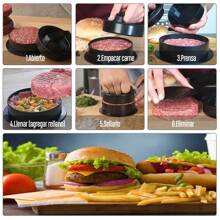 3 en 1 Prensa para Carne Máquina para Hacer Molde Hamburguesas Antiadherente Con Ablandador de Carne Herramientas de Cocina Accesorios para Hornear Prensar Picada Barbacoa o Parrilla con 50 Papeles Hamburguesas Molde Molde para Hamburguesa Molde Hamburguesas Antiadherente