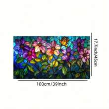 1PC Stained Glass Window Film, Flower Pattern Static Cling Decorative Window Tinting Film Non-Adhesive Glass Window Decals Decor For Home Office Living Room Toilet Kitchen Door And Window Home Decor - Multicolor - View 2