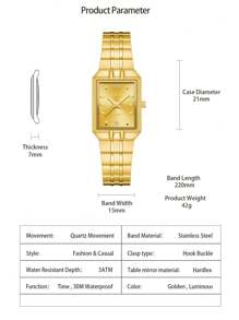 Montre à quartz de marque de luxe KKY pour homme et femme, dorée et résistante à l'eau - Doré - Voir 12