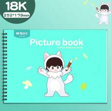 1 pièce Carnet de croquis spiralé épais A4/18K/16K en papier non saignant pour enfants, bloc de papier de dessin et de gribouillage de dessins animés, 30 feuilles