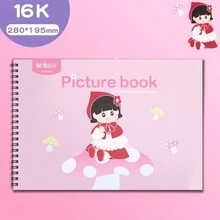 1 pièce Carnet de croquis spiralé épais A4/18K/16K en papier non saignant pour enfants, bloc de papier de dessin et de gribouillage de dessins animés, 30 feuilles