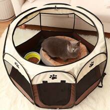 1 Set Octagonal Cat Enclosure & Birthing Suite Set For Pregnant Cat & Small Dog, Includes Nesting Box, Delivery Tent And Eight-Sided Fence, Suitable For Cats And Small Dogs - Multicolor - View 1