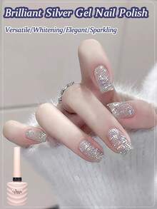 [10ML/Chai] 2024 Mùa Xuân Và Mùa Hè Làm Trắng Phổ Biến Long Lanh Làm Móng Tay Salon Gel Trị Liệu Bằng Ánh Sáng Kim Cương Đặc Biệt Gel Màu Bạc Lấp Lánh Sơn Móng Tay Ngâm Tắt LED Holiday Sparkle Nail Polish Gel Salon Chuyên Nghiệp Làm Móng Tay Tại Nhà DIY - Bạc - Xem 2