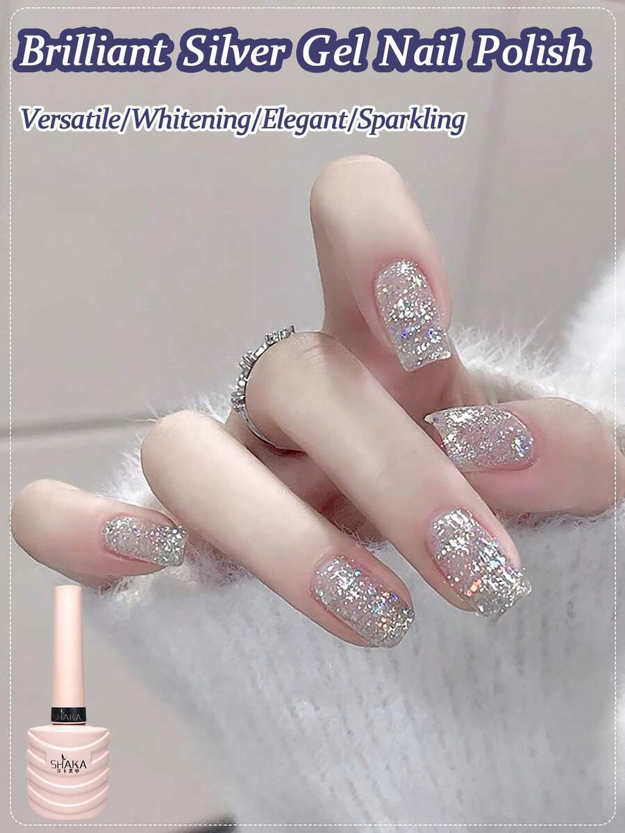 [10ML/Chai] 2024 Mùa Xuân Và Mùa Hè Làm Trắng Phổ Biến Long Lanh Làm Móng Tay Salon Gel Trị Liệu Bằng Ánh Sáng Kim Cương Đặc Biệt Gel Màu Bạc Lấp Lánh Sơn Móng Tay Ngâm Tắt LED Holiday Sparkle Nail Polish Gel Salon Chuyên Nghiệp Làm Móng Tay Tại Nhà DIY